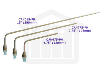 15 inch (380mm) bent PEEK sampling cannula with luer adapter  Hanson Research compatible